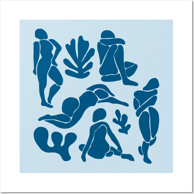 Blue Matisse Inspired Women Cutouts Wall Art by Slightly Unhinged